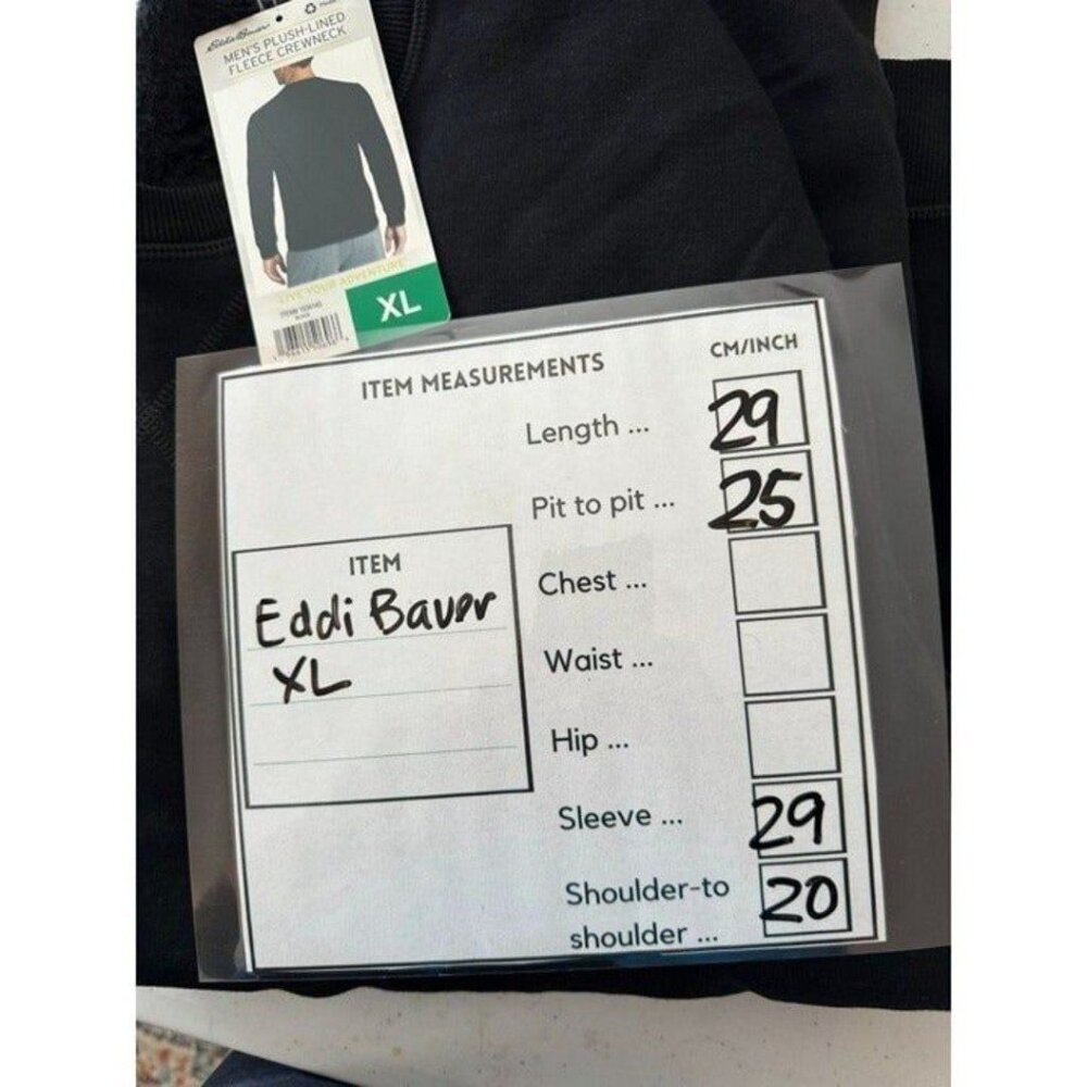 Eddie Bauer NWT Sz XXL Black Men's Plush-Lined Fleece Crewneck Pull On - Picture 3 of 12